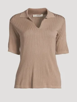 Kaiomi Silk-Blend Polo Top