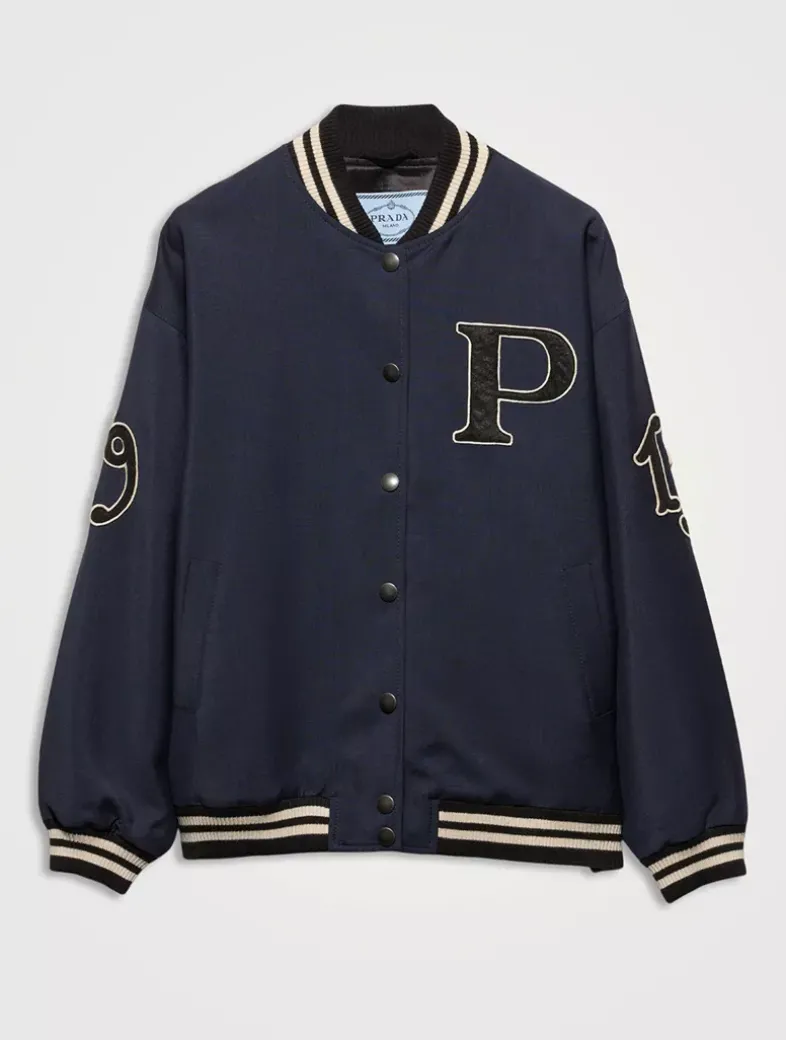 Kid Mohair Bomber Jacket With Patches