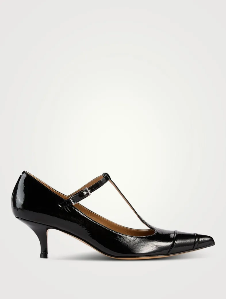 Kinkies Leather T-Strap Pumps