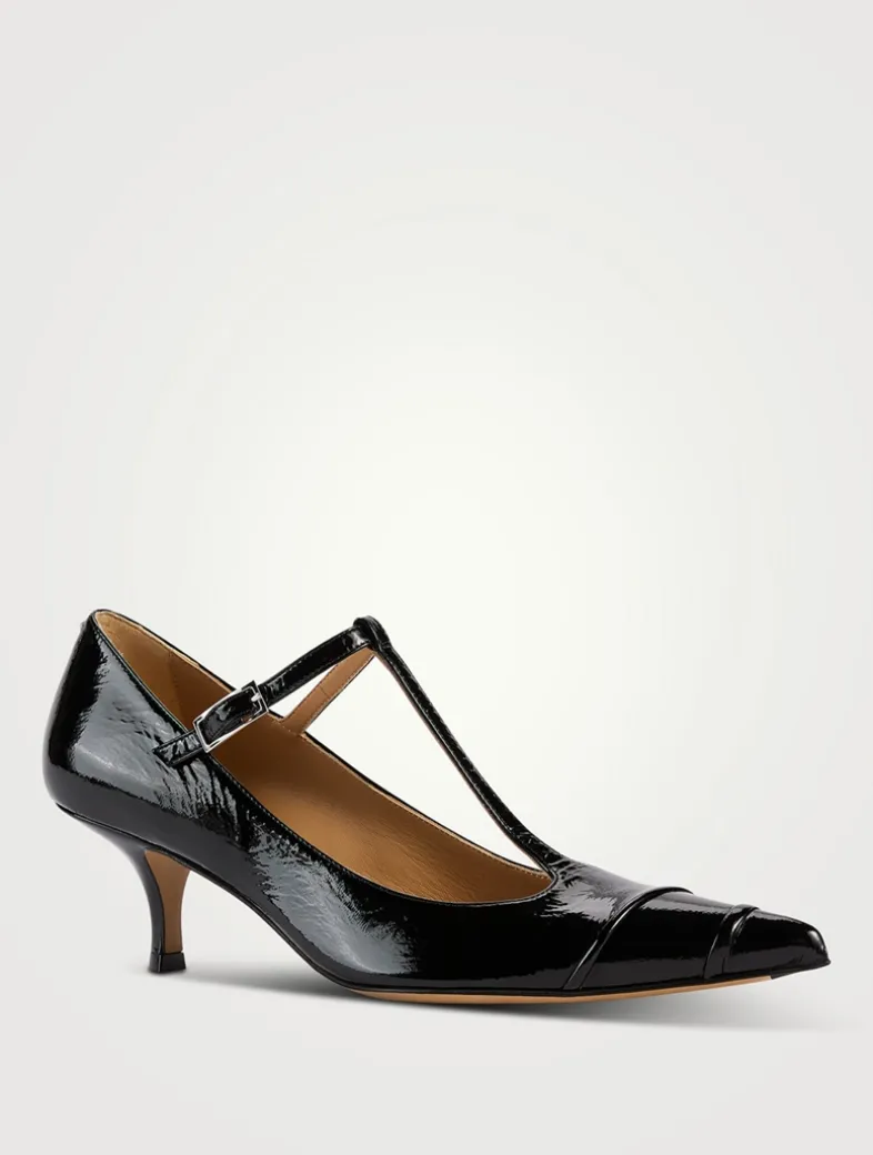 Kinkies Leather T-Strap Pumps