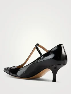 Kinkies Leather T-Strap Pumps