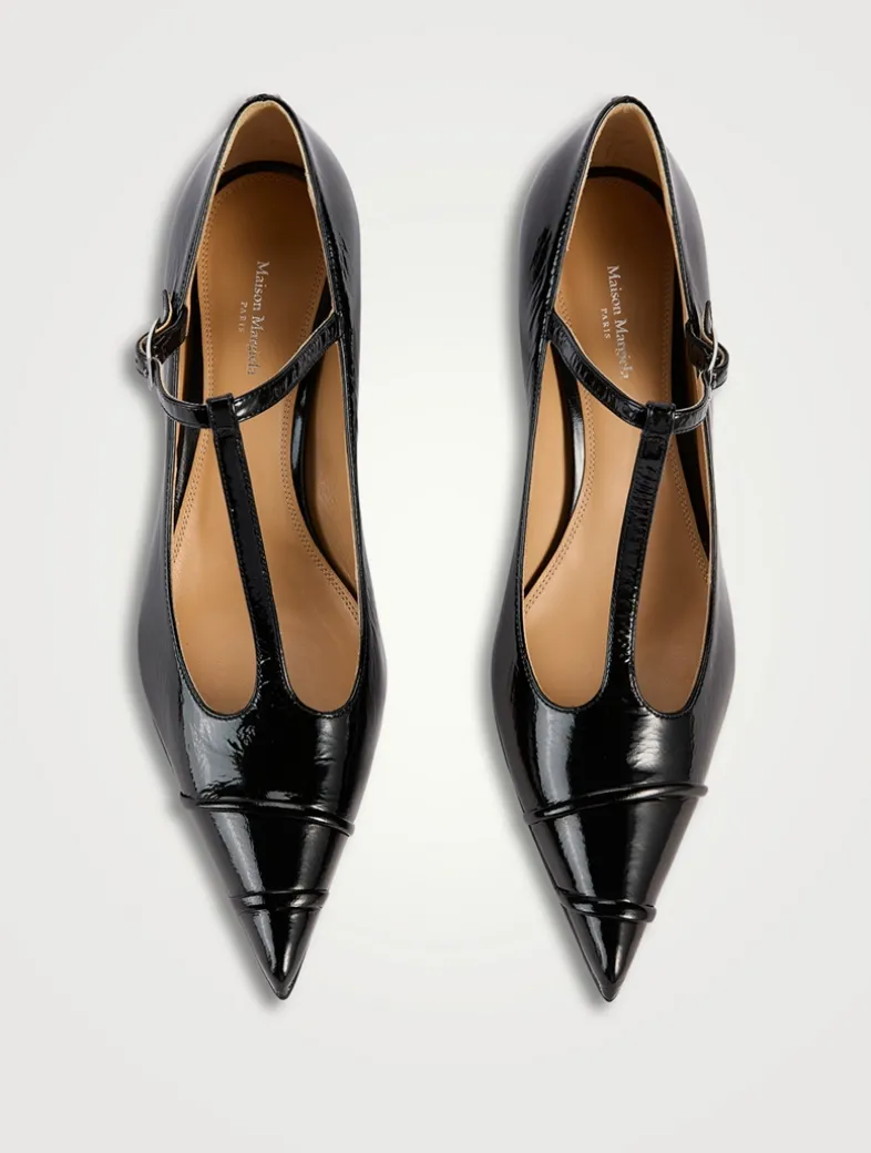 Kinkies Leather T-Strap Pumps