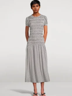 Kiria Smocked Midi Dress In Gingham Print