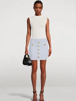 Knit Mini Skirt With Buttons