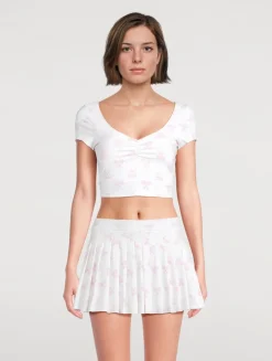 Kudura Cropped T-Shirt In Tennis Racket Print