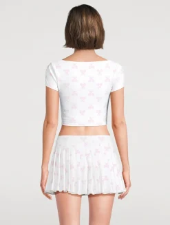 Kudura Cropped T-Shirt In Tennis Racket Print