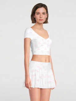 Kudura Cropped T-Shirt In Tennis Racket Print