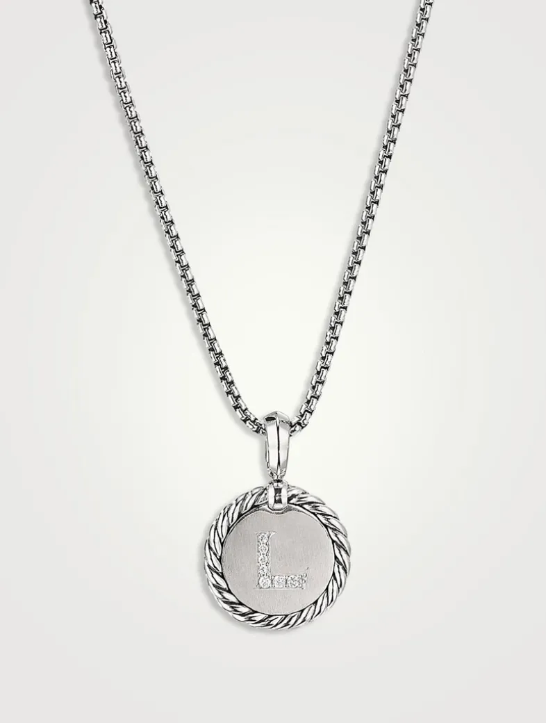 L Initial Charm In Sterling Silver With Pavé Diamonds