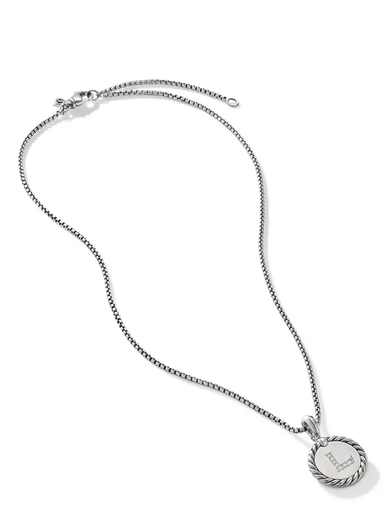 L Initial Charm In Sterling Silver With Pavé Diamonds