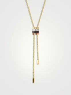 L Model Quatre Classique 18K Gold Tie Necklace With Brown PVD And Diamonds