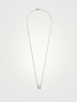L Quatre Double White Edition 18K White Gold Pendant Necklace With White Hyceram And Diamonds