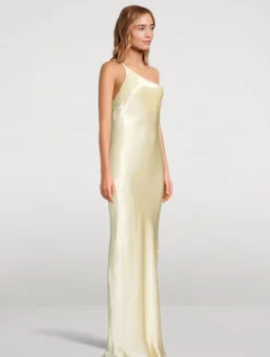 La Lune One-Shoulder Satin Gown