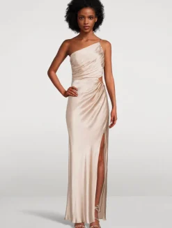 La Lune One-Shoulder Satin Gown