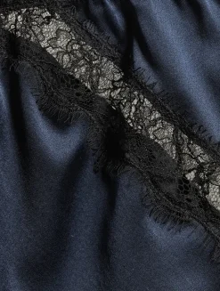 Lace Inset Stretch Silk Tap Shorts