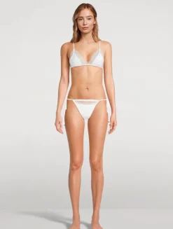 Lace Inset String Bikini Bottom