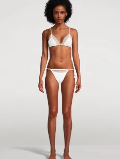 Lace Inset String Bikini Top