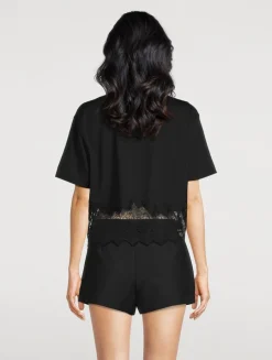 Lace-Trimmed Cropped T-Shirt