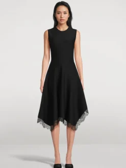 Lace-Trimmed Midi Dress