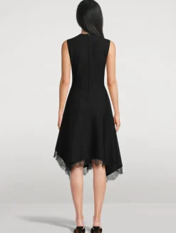 Lace-Trimmed Midi Dress