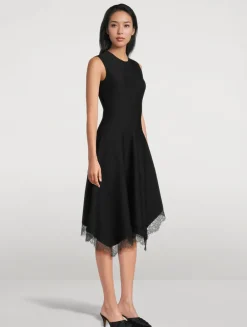 Lace-Trimmed Midi Dress