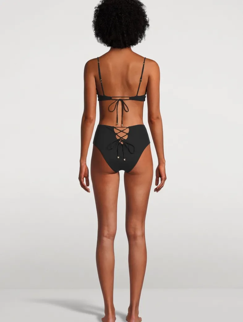 Lace-Up High-Waist Bikini Bottom