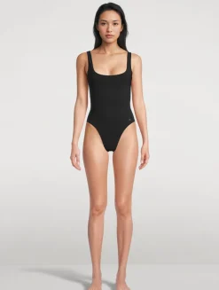 Lace-Up One-Piece Swimsuit