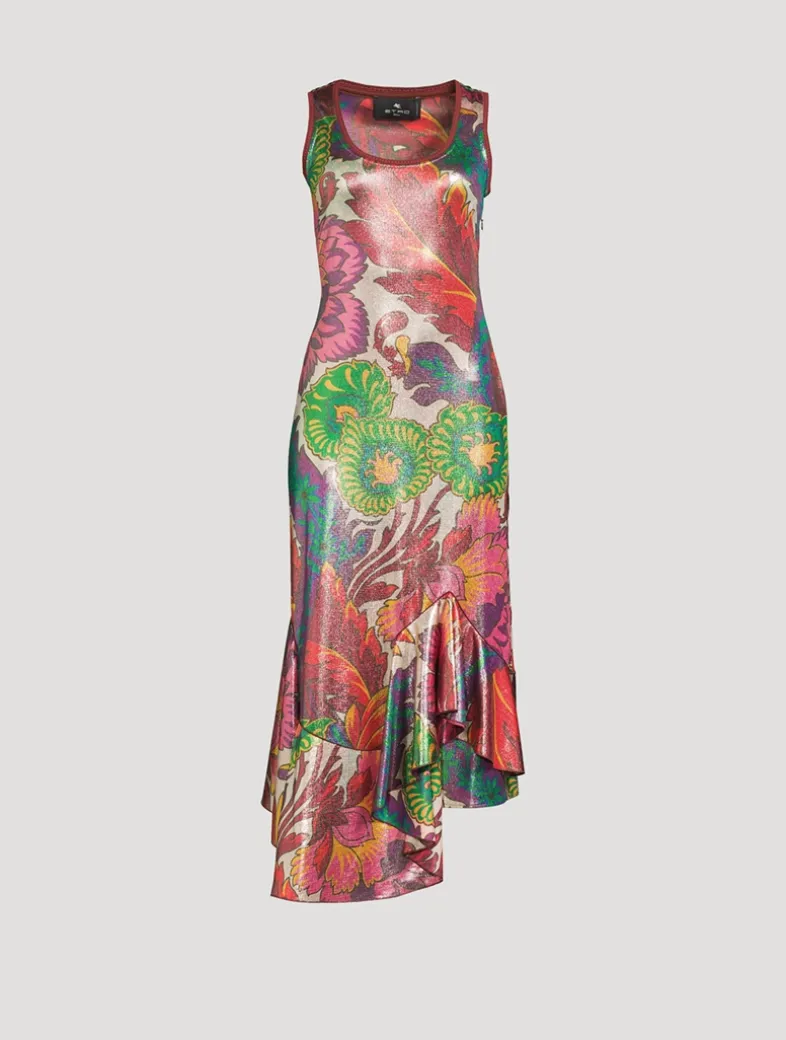 Laminated Jersey Dress In Floral Print
