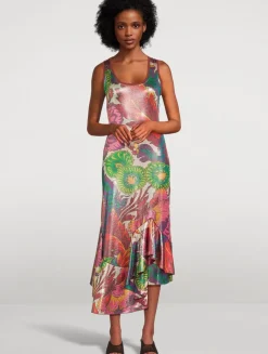 Laminated Jersey Dress In Floral Print