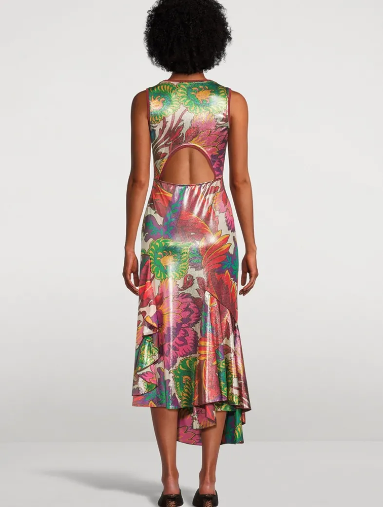 Laminated Jersey Dress In Floral Print