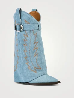 Laredo Embroidered Denim Western Boots