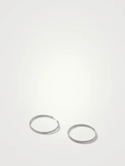 Large Carved Chain Sterling Silver Hoop Earrings