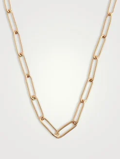 Large 14K Gold Paper Clip Chain Necklace