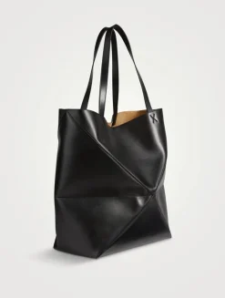 Large Puzzle Fold Leather Tote Bag
