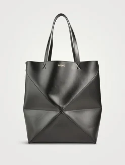 Large Puzzle Fold Leather Tote Bag