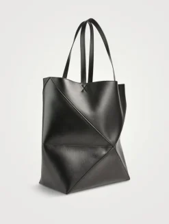 Large Puzzle Fold Leather Tote Bag