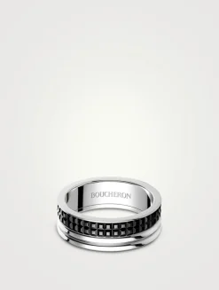 Large Quatre Black Edition 18K White Gold Ring