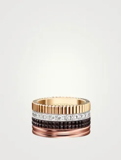Large Quatre Classique Gold Ring With Brown PVD And Diamonds