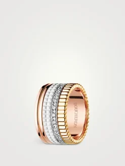 Large Quatre White Edition 18K Gold Ring With Diamonds And White Hyceram