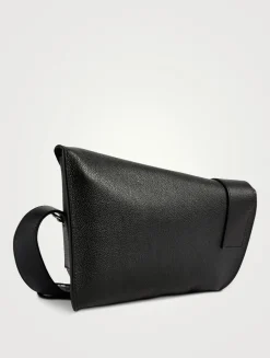 Large T-Bar Sling Leather Shoulder Bag