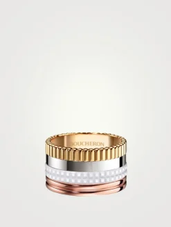 Large White Edition Quatre Gold Ring With White Ceramic