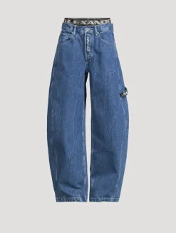 Layered Barrel-Leg Jeans