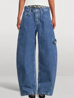 Layered Barrel-Leg Jeans