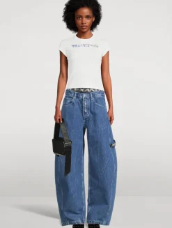 Layered Barrel-Leg Jeans
