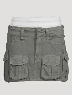 Layered Cargo Mini Skirt With Logo Elastic