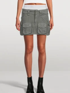 Layered Cargo Mini Skirt With Logo Elastic