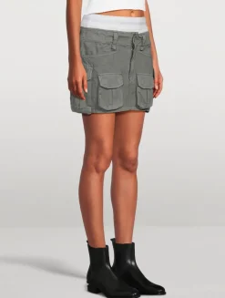 Layered Cargo Mini Skirt With Logo Elastic