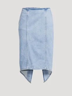 Layered Denim Midi Skirt