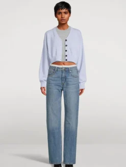 Layered Straight Jeans With Pointelle Underwear