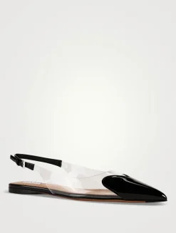 Le Cœur Patent Leather And PVC Slingback Flats