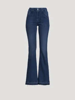 Le High Trapunto Stitch Flare Jeans
